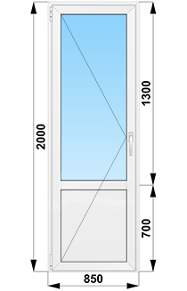 Балконная дверь поворотная с глухим низом 850x2000